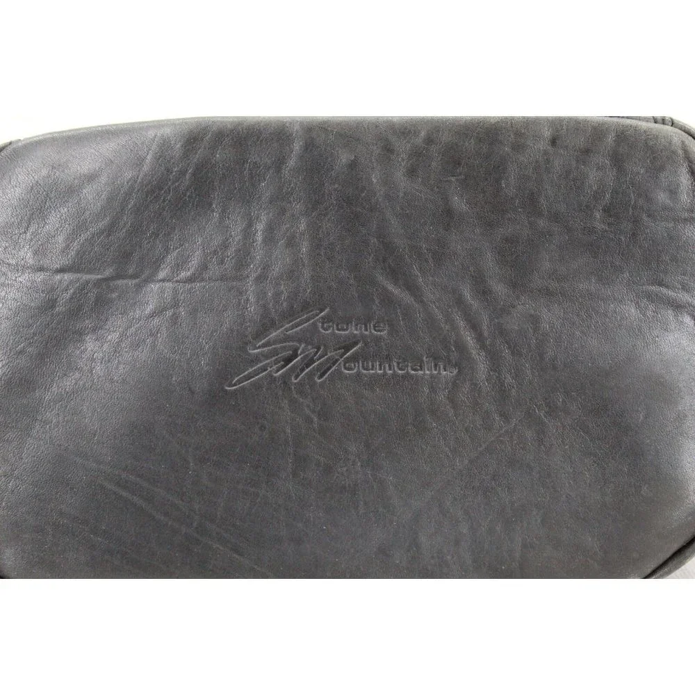 Stone Mountain Black Leather Zip Top Purse Shoulder Bag Handbag - Picture 6 of 8